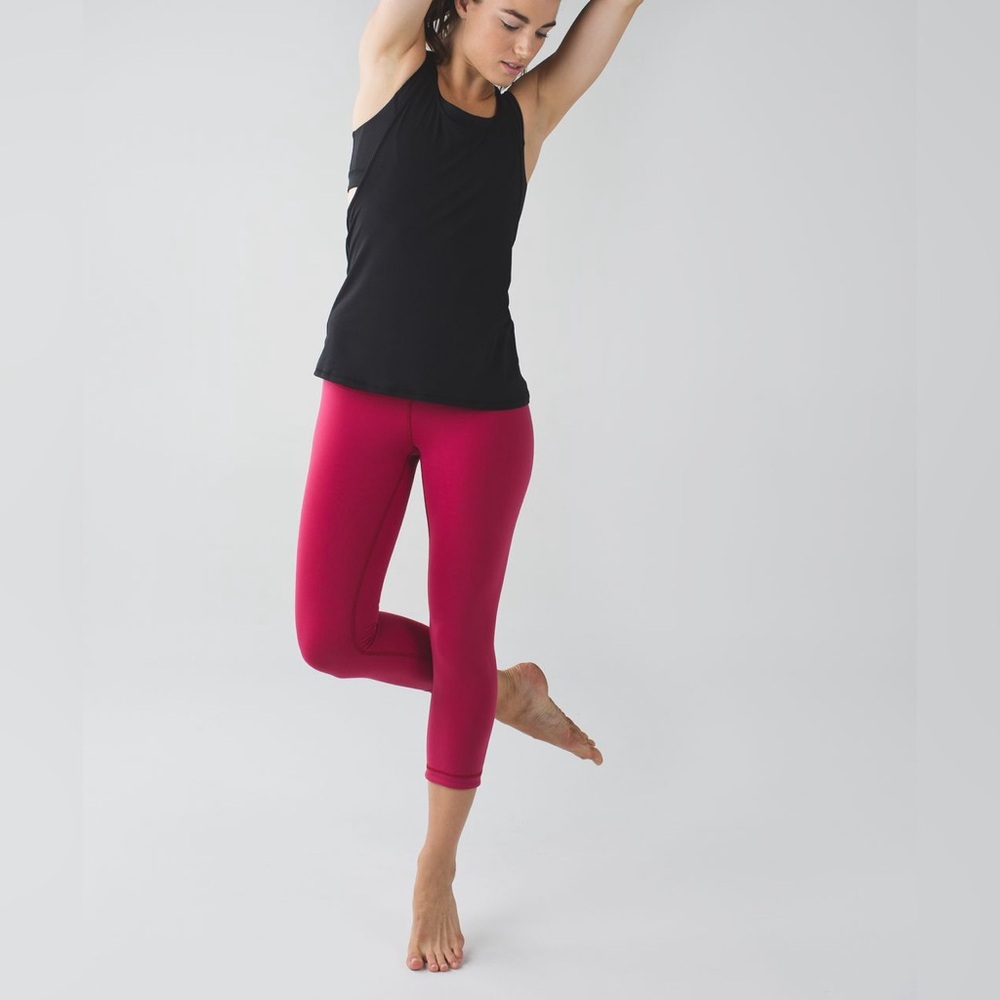 Lululemon Wunder Under III Reversible Crop Leggings Cranberry Alarming 8